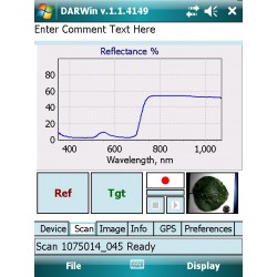 Espectrômetro portátil PSR-1100f mostrado com sonda opcional