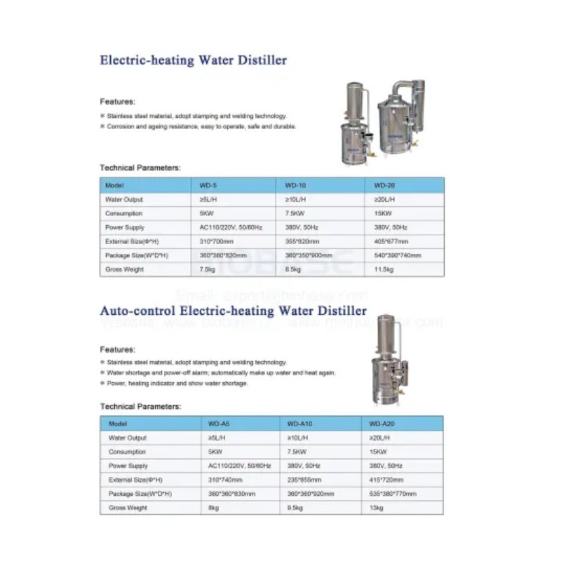 Supply BIOBASE WD-5 Electric-heating Water Distillation Distiller System  Wholesale Factory - BIOBASE GROUP