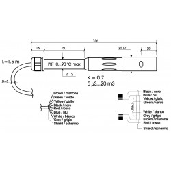 SPT86 4-electrode combined Conductivity & Temperature probe with Pt100 sensor.