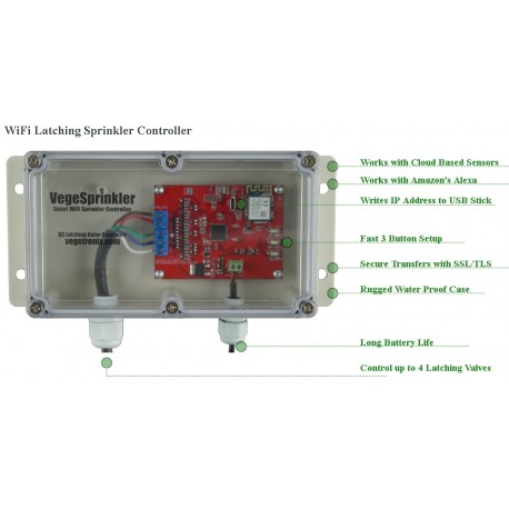 VG-SPRINKLER  VegeSprinkler - WiFi Latching Sprinkler Valve Controller, controls up to 4 valves