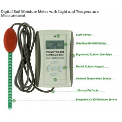 VG-METER-200-USB  Medidor Humedad del Suelo/Luz/Temp Profesional (USB) con sensor VH400 integrado