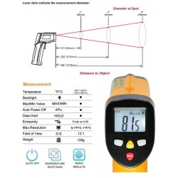 Termômetro infravermelho compacto (±2% ou ±2°C/±4°F) AO-HT-816