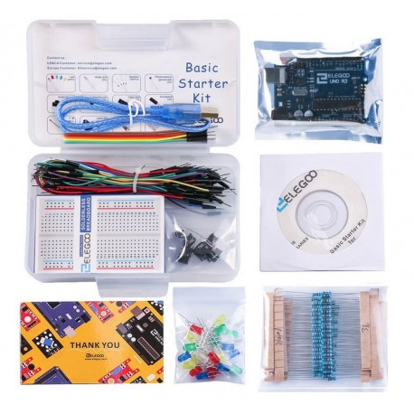ELEGOO Basic Starter Set compatível com Arduino IDE com guias de tutorial em espanhol para UNO R3 Starter Kit