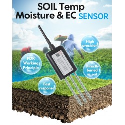 AO-520-02 Sensor integrado de Umidade do Solo, Temperatura e CE (saídas 0-2Vdc ou RS485 ou SDI-12)