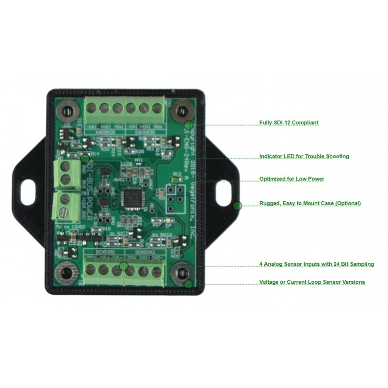 SDI-TRANS-SENSOR24, Tradutor de sensor SDI-12 (24 bits, 4 canais