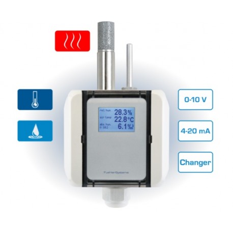 Fuehler FS3110 Humidity transmitter on-wall, continuous heated sensor, active output (0-10 V or 4-20 mA)