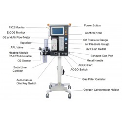 TA80V Ventilador veterinário inteligente + máquina de anestesia